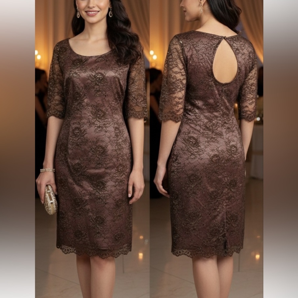 Antonio Melani Gold Foil Sheath Dress